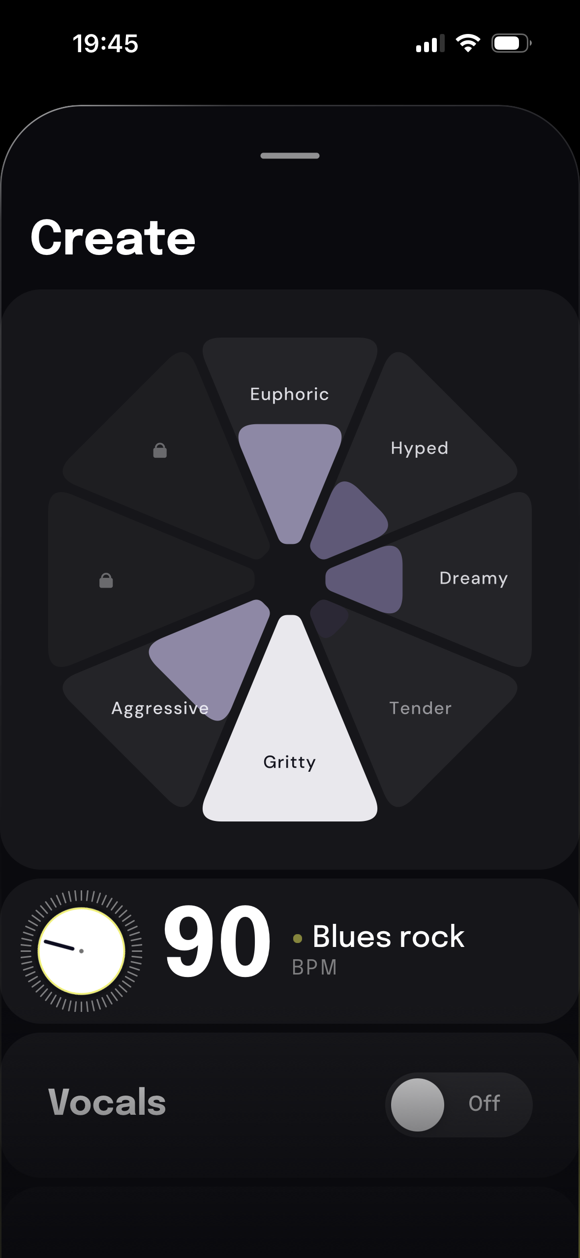 Create — mood wheel